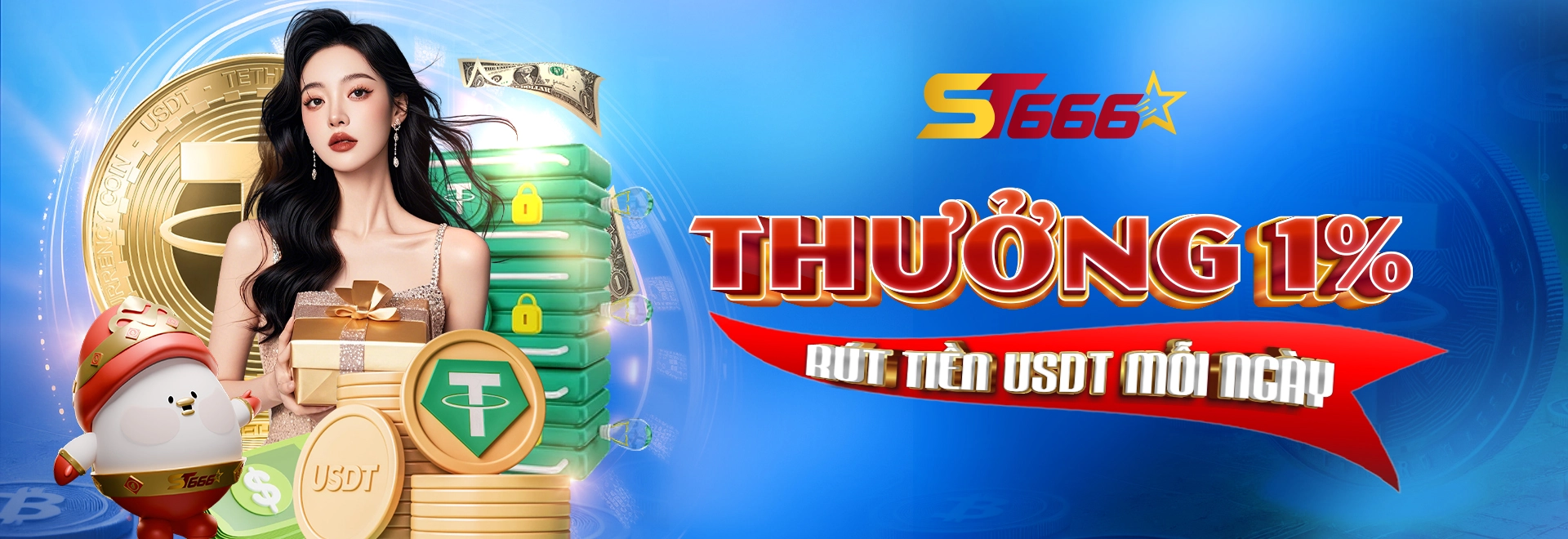 Khuyến mãi thưởng 1% khi rút tiền USDT mỗi ngày tại ST666